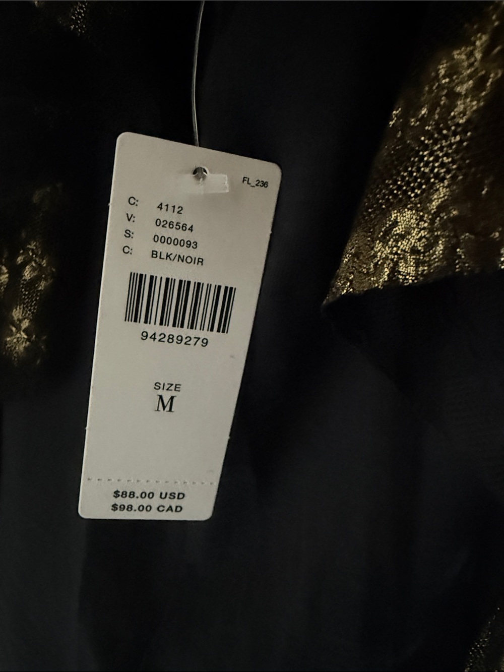 Pilcro Black Tee with Metallic Gold Butterfly - Picture 2 of 3